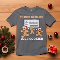 Funny Christmas Gingerbread T Shirt I'm Here To Delete Your Cookies Santa - Wonder Print Shop