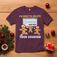 Funny Christmas Gingerbread T Shirt I'm Here To Delete Your Cookies Santa - Wonder Print Shop