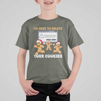 Funny Christmas Gingerbread T Shirt For Kid I'm Here To Delete Your Cookies Santa - Wonder Print Shop
