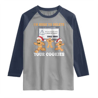 Funny Christmas Gingerbread Raglan Shirt I'm Here To Delete Your Cookies Santa - Wonder Print Shop