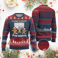 Funny Xmas Gingerbread Ugly Christmas Sweater I'm Here To Delete Your Cookies Santa - Wonder Print Shop