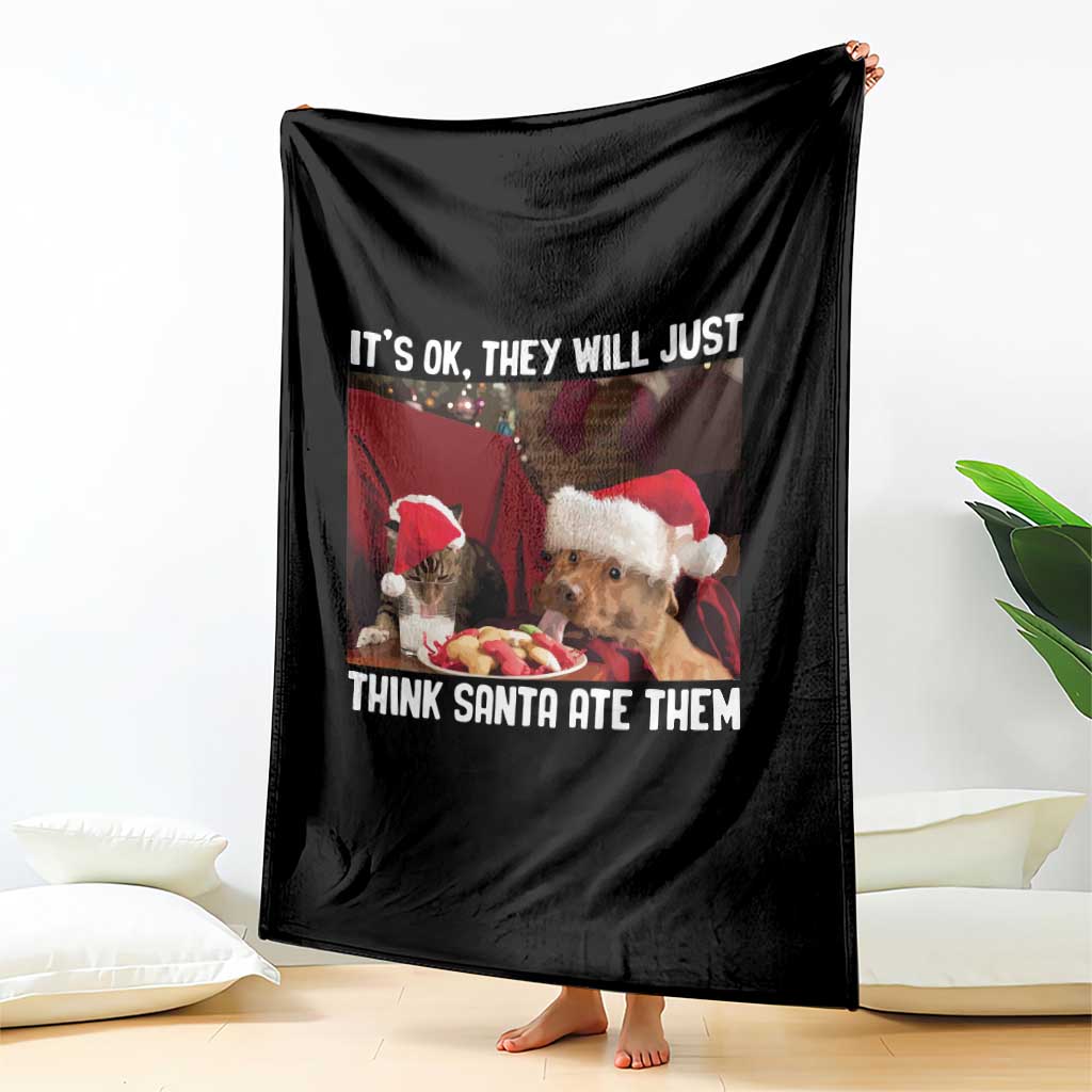 Funny Christmas Dog And Cat Throw Blanket It's Ok They Will Just Think Santa Ate Them - Wonder Print Shop