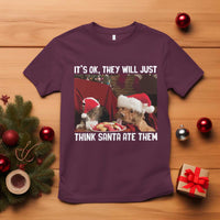 Funny Christmas Dog And Cat T Shirt It's Ok They Will Just Think Santa Ate Them - Wonder Print Shop