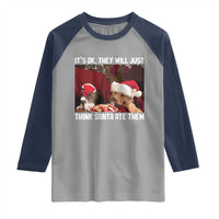 Funny Christmas Dog And Cat Raglan Shirt It's Ok They Will Just Think Santa Ate Them - Wonder Print Shop