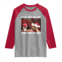Funny Christmas Dog And Cat Raglan Shirt It's Ok They Will Just Think Santa Ate Them - Wonder Print Shop