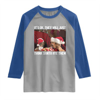 Funny Christmas Dog And Cat Raglan Shirt It's Ok They Will Just Think Santa Ate Them - Wonder Print Shop