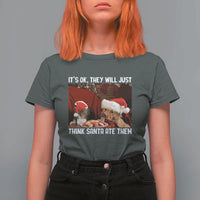 Funny Christmas Dog And Cat T Shirt For Women It's Ok They Will Just Think Santa Ate Them - Wonder Print Shop