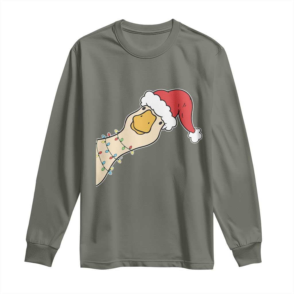 Funny Christmas Silly Goose Festive Holiday Long Sleeve Shirt - Wonder Print Shop