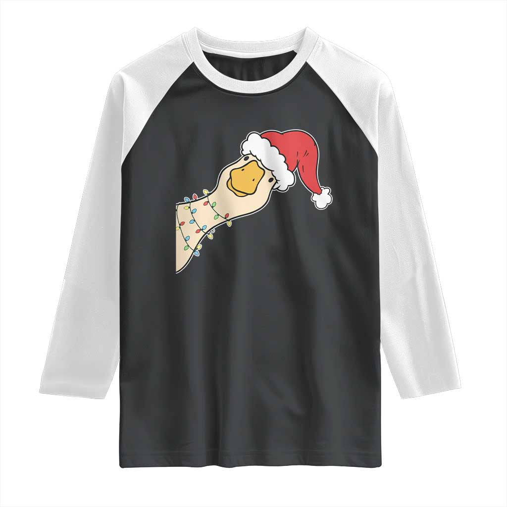 Funny Christmas Silly Goose Festive Holiday Raglan Shirt - Wonder Print Shop