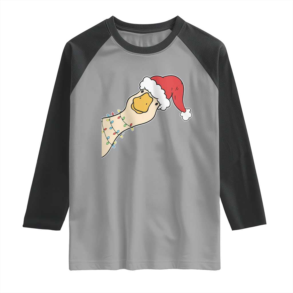 Funny Christmas Silly Goose Festive Holiday Raglan Shirt - Wonder Print Shop