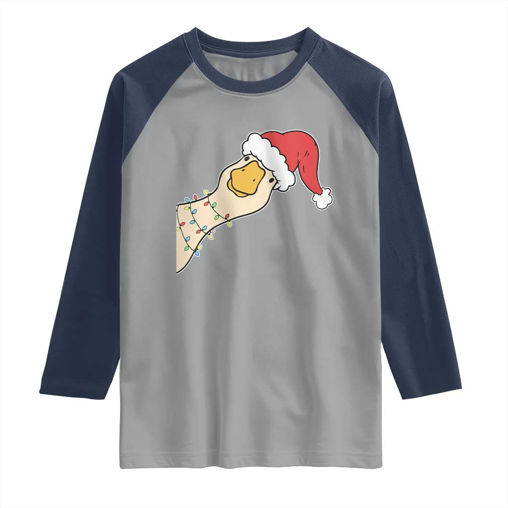 Funny Christmas Silly Goose Festive Holiday Raglan Shirt - Wonder Print Shop
