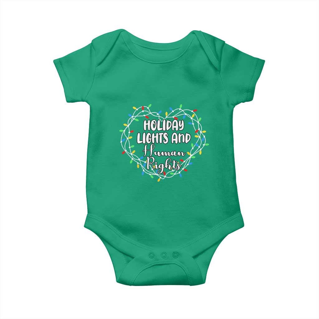 Holiday Lights And Human Rights Christmas Activism Baby Onesie - Wonder Print Shop