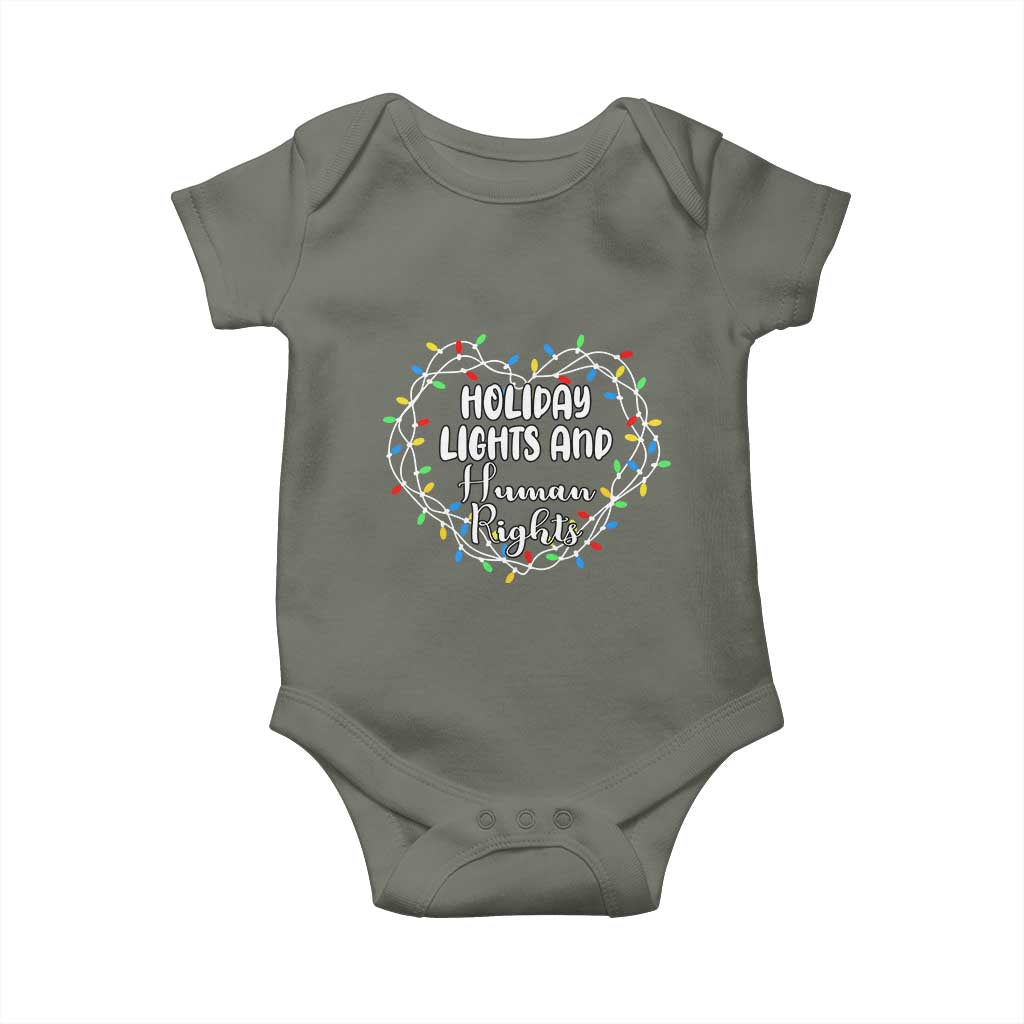 Holiday Lights And Human Rights Christmas Activism Baby Onesie - Wonder Print Shop