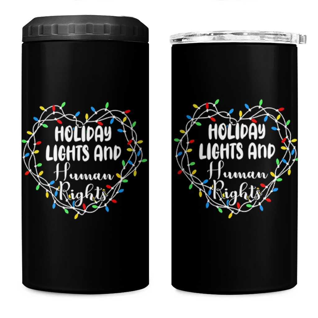 Holiday Lights And Human Rights Christmas Activism 4 in 1 Can Cooler Tumbler - Wonder Print Shop