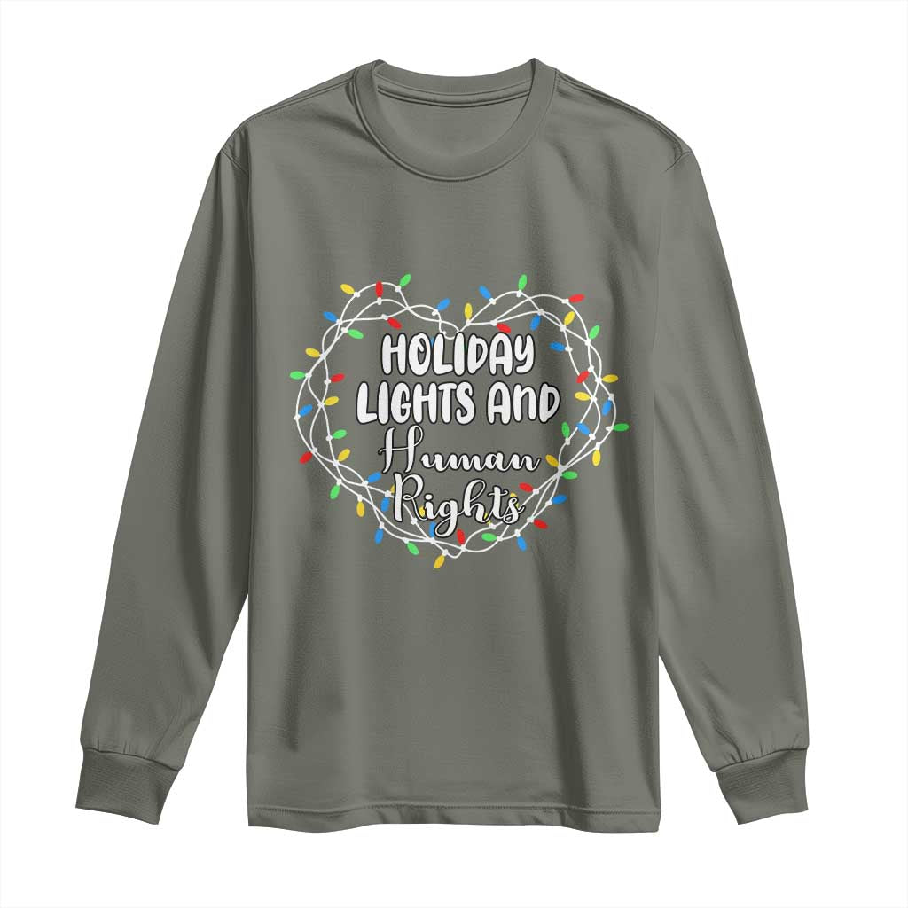Holiday Lights And Human Rights Christmas Activism Long Sleeve Shirt - Wonder Print Shop