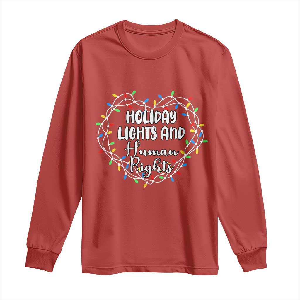 Holiday Lights And Human Rights Christmas Activism Long Sleeve Shirt - Wonder Print Shop