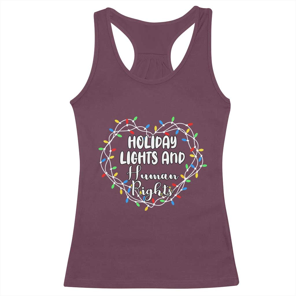Holiday Lights And Human Rights Christmas Activism Racerback Tank Top - Wonder Print Shop