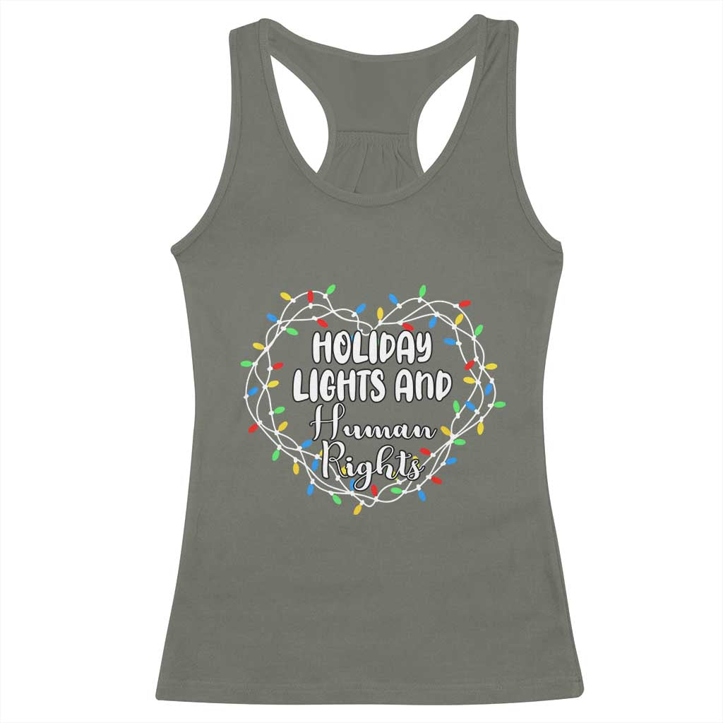 Holiday Lights And Human Rights Christmas Activism Racerback Tank Top - Wonder Print Shop