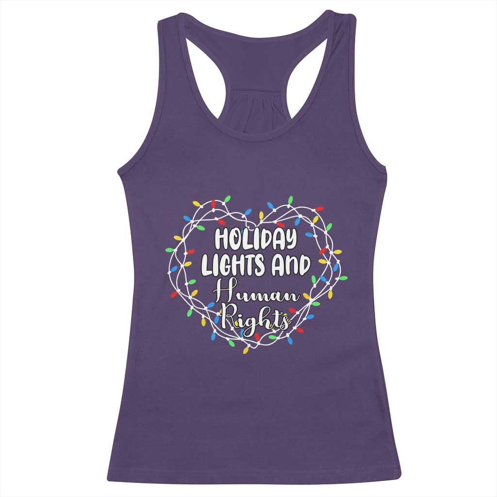 Holiday Lights And Human Rights Christmas Activism Racerback Tank Top - Wonder Print Shop