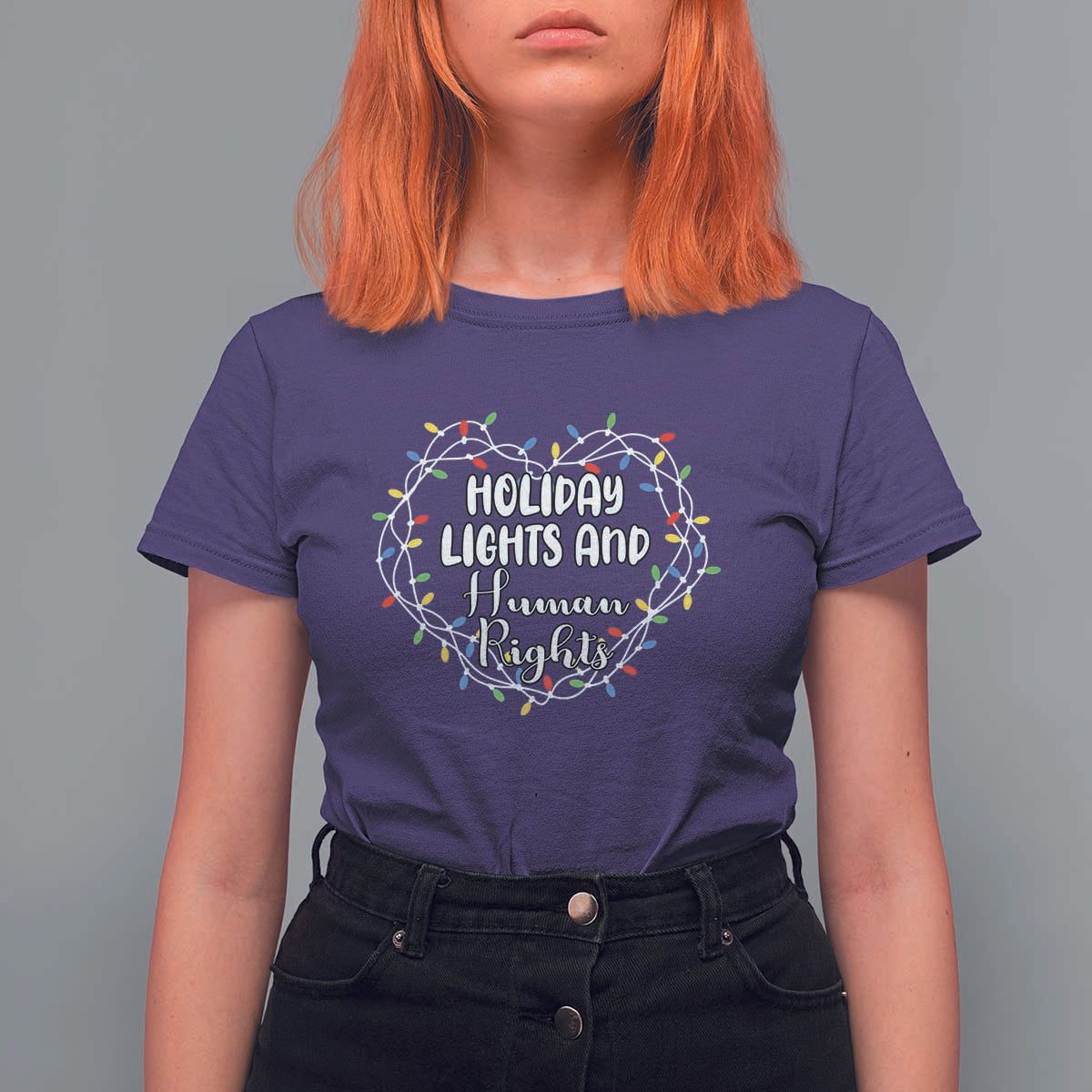 Holiday Lights And Human Rights Christmas Activism T Shirt For Women - Wonder Print Shop