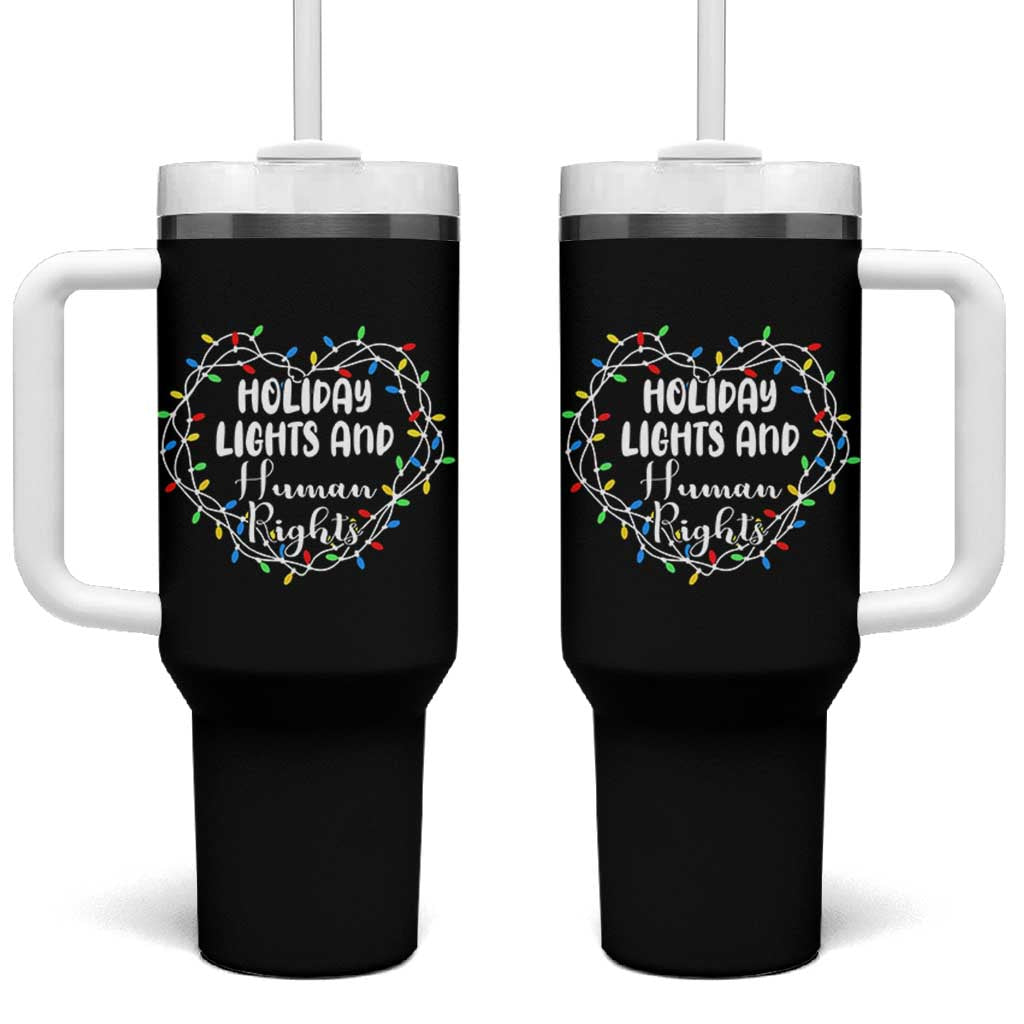 Holiday Lights And Human Rights Christmas Activism Tumbler With Handle - Wonder Print Shop