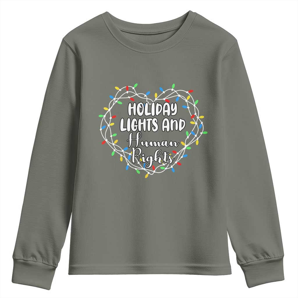 Holiday Lights And Human Rights Christmas Activism Youth Sweatshirt - Wonder Print Shop
