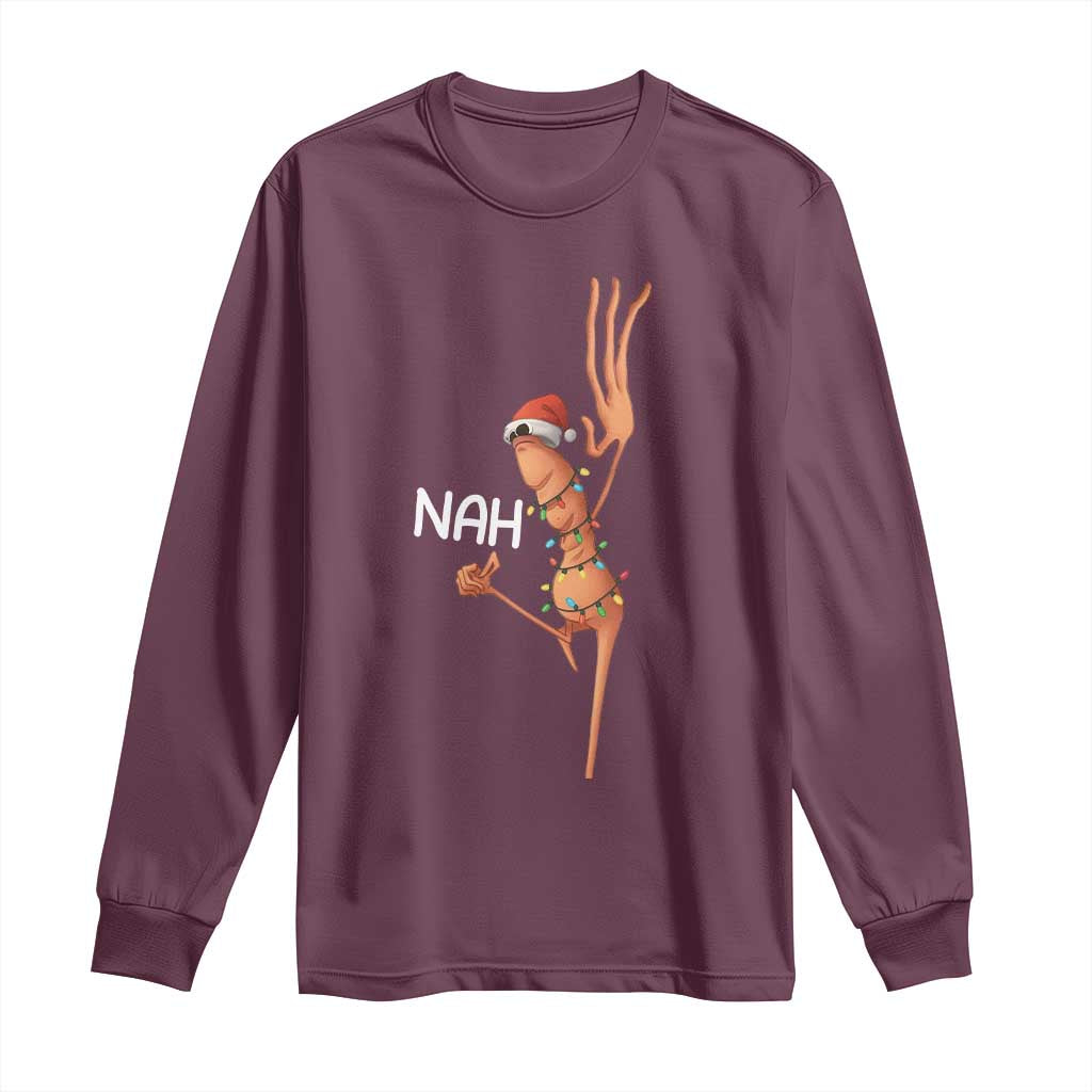 Funny Marcus The Worm Christmas Nah Long Sleeve Shirt - Wonder Print Shop