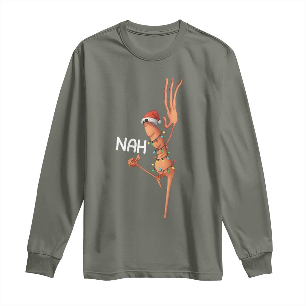 Funny Marcus The Worm Christmas Nah Long Sleeve Shirt - Wonder Print Shop