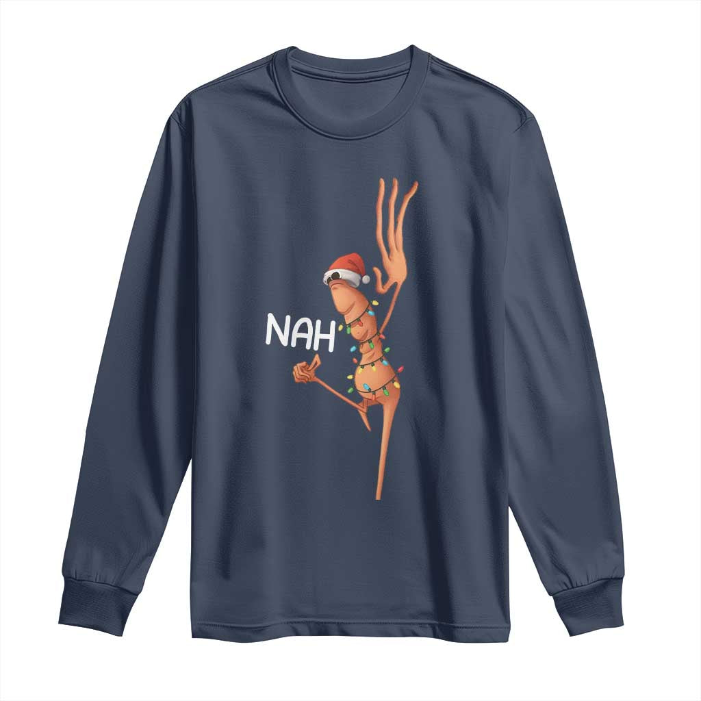 Funny Marcus The Worm Christmas Nah Long Sleeve Shirt - Wonder Print Shop