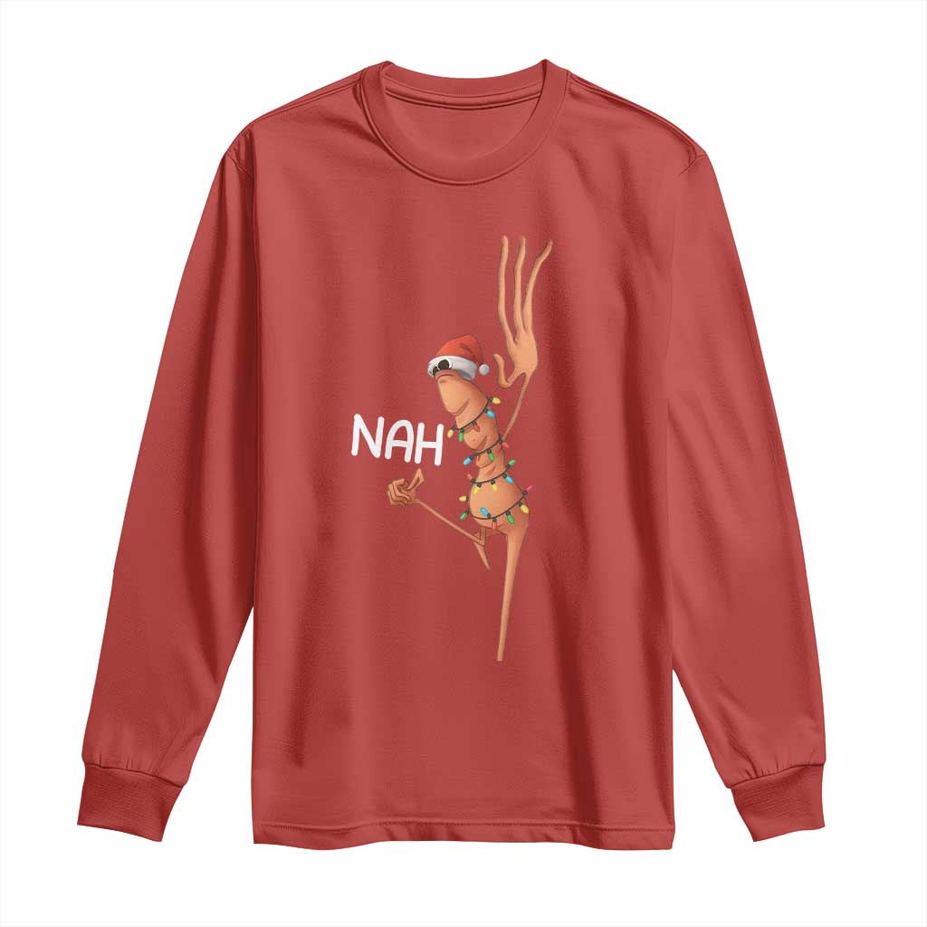 Funny Marcus The Worm Christmas Nah Long Sleeve Shirt - Wonder Print Shop