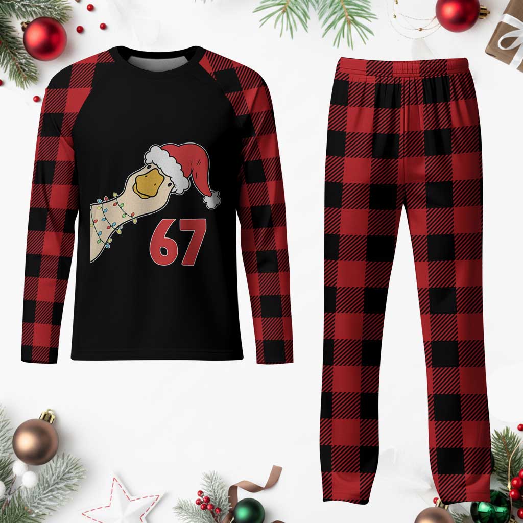 Funny Christmas Silly Goose 67 Meme Festive Holiday Plaid Pajama Set - Wonder Print Shop
