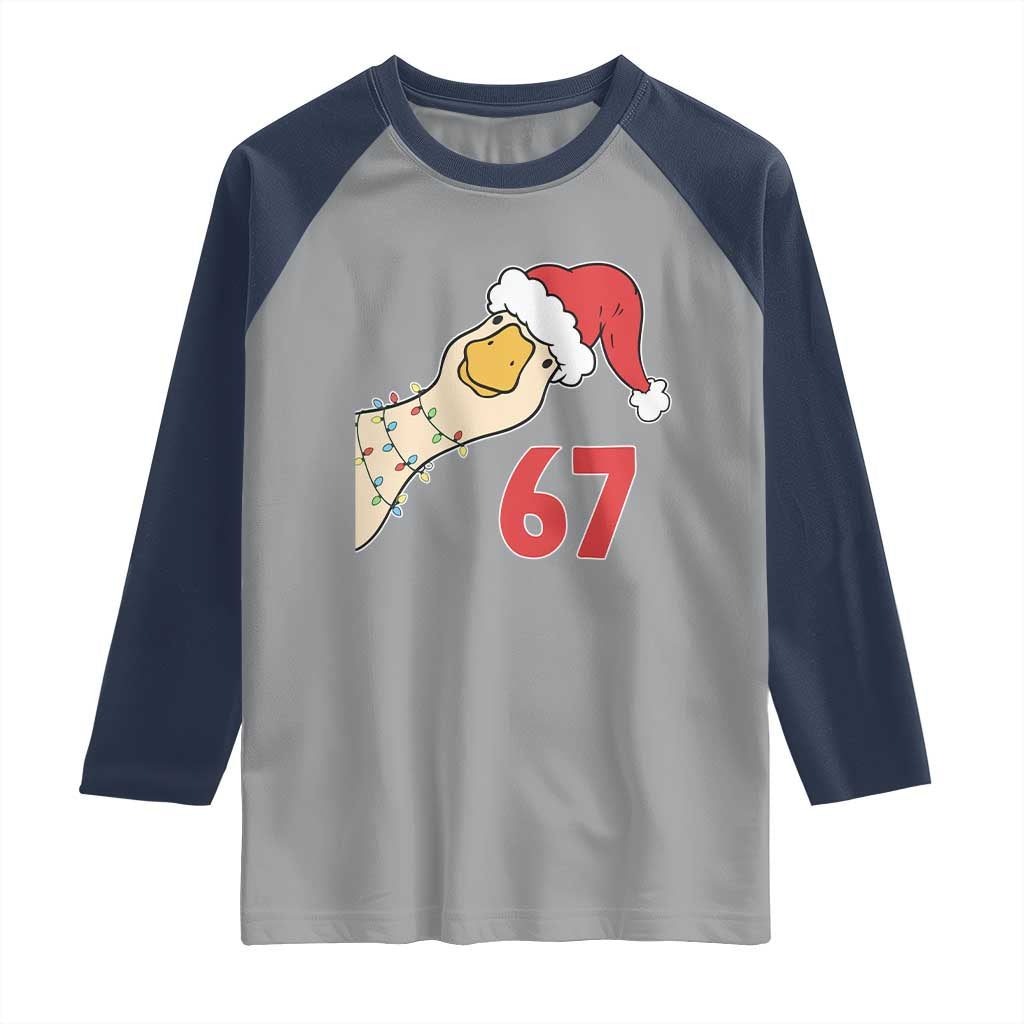 Funny Christmas Silly Goose 67 Meme Festive Holiday Raglan Shirt - Wonder Print Shop