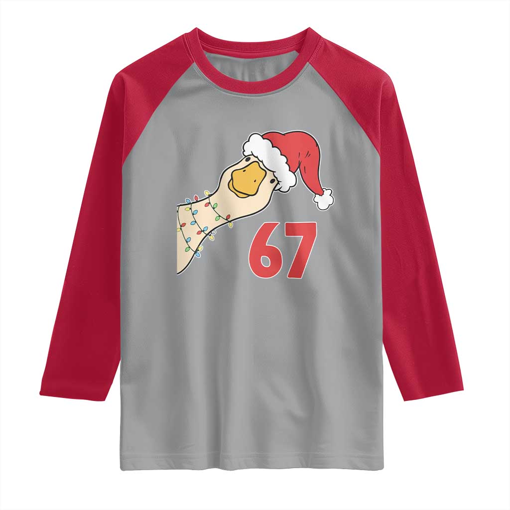Funny Christmas Silly Goose 67 Meme Festive Holiday Raglan Shirt - Wonder Print Shop