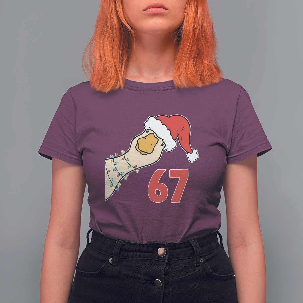 Funny Christmas Silly Goose 67 Meme Festive Holiday T Shirt For Women - Wonder Print Shop