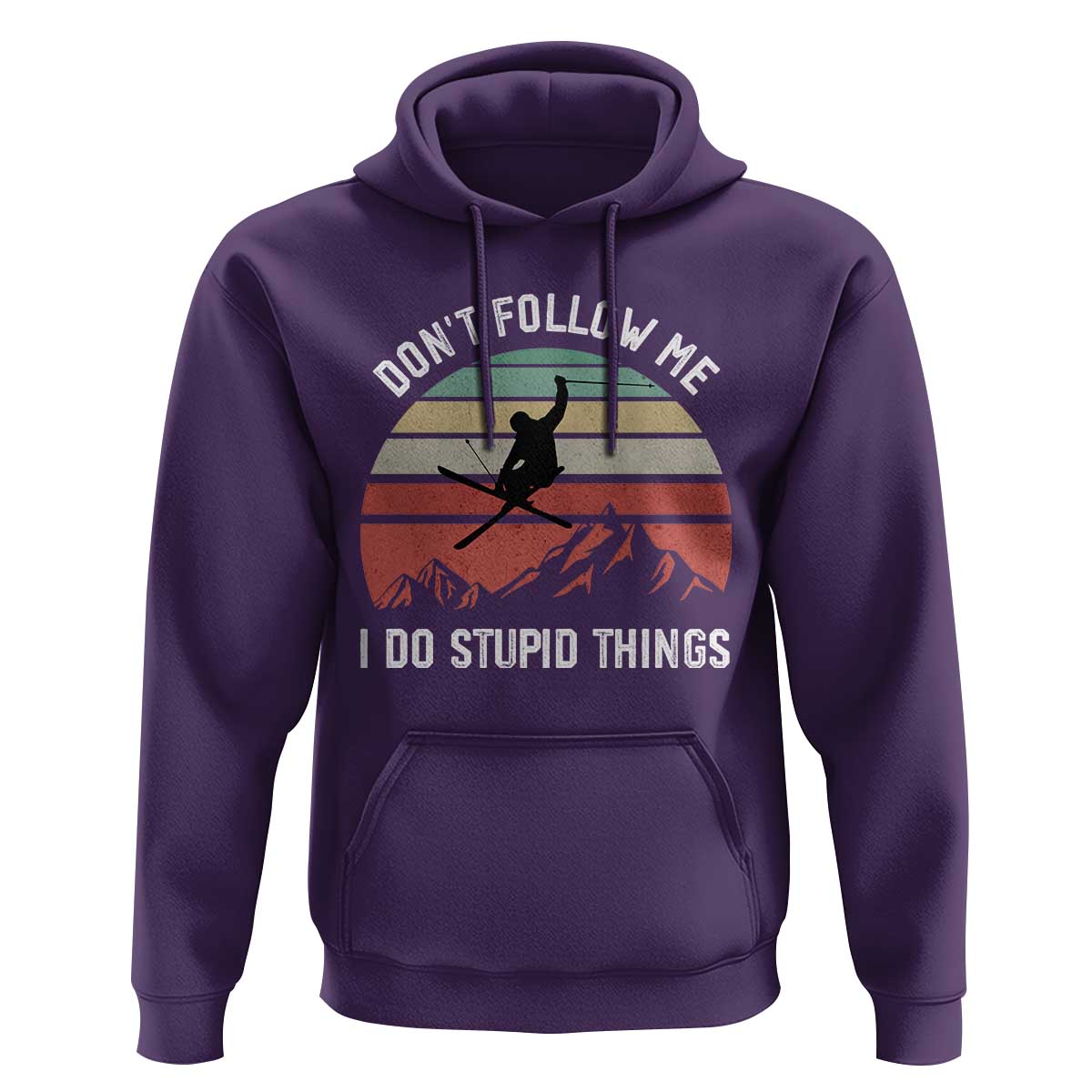 Funny Skiing Hoodie Don't Follow Me I Do Stupid Things Retro Vintage Skier