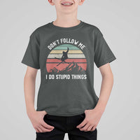 Funny Skiing T Shirt For Kid Don't Follow Me I Do Stupid Things Retro Vintage Skier - Wonder Print Shop