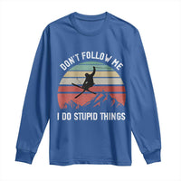 Funny Skiing Long Sleeve Shirt Don't Follow Me I Do Stupid Things Retro Vintage Skier