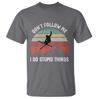 Funny Skiing T Shirt Don't Follow Me I Do Stupid Things Retro Vintage Skier - Wonder Print Shop