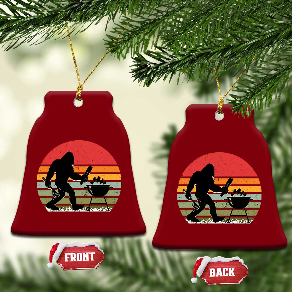Funny Retro Bigfoot Grilling BBQ Chef Ceramic Ornament - Wonder Print Shop