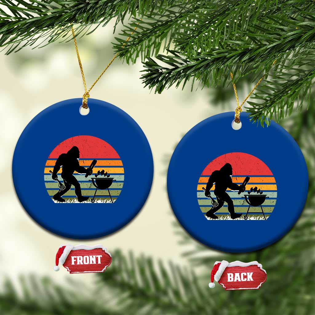Funny Retro Bigfoot Grilling BBQ Chef Ceramic Ornament - Wonder Print Shop
