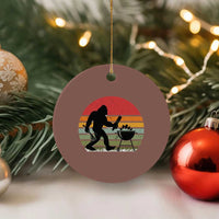 Funny Retro Bigfoot Grilling BBQ Chef Ceramic Ornament - Wonder Print Shop
