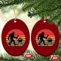 Funny Retro Bigfoot Grilling BBQ Chef Ceramic Ornament - Wonder Print Shop