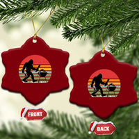 Funny Retro Bigfoot Grilling BBQ Chef Ceramic Ornament - Wonder Print Shop