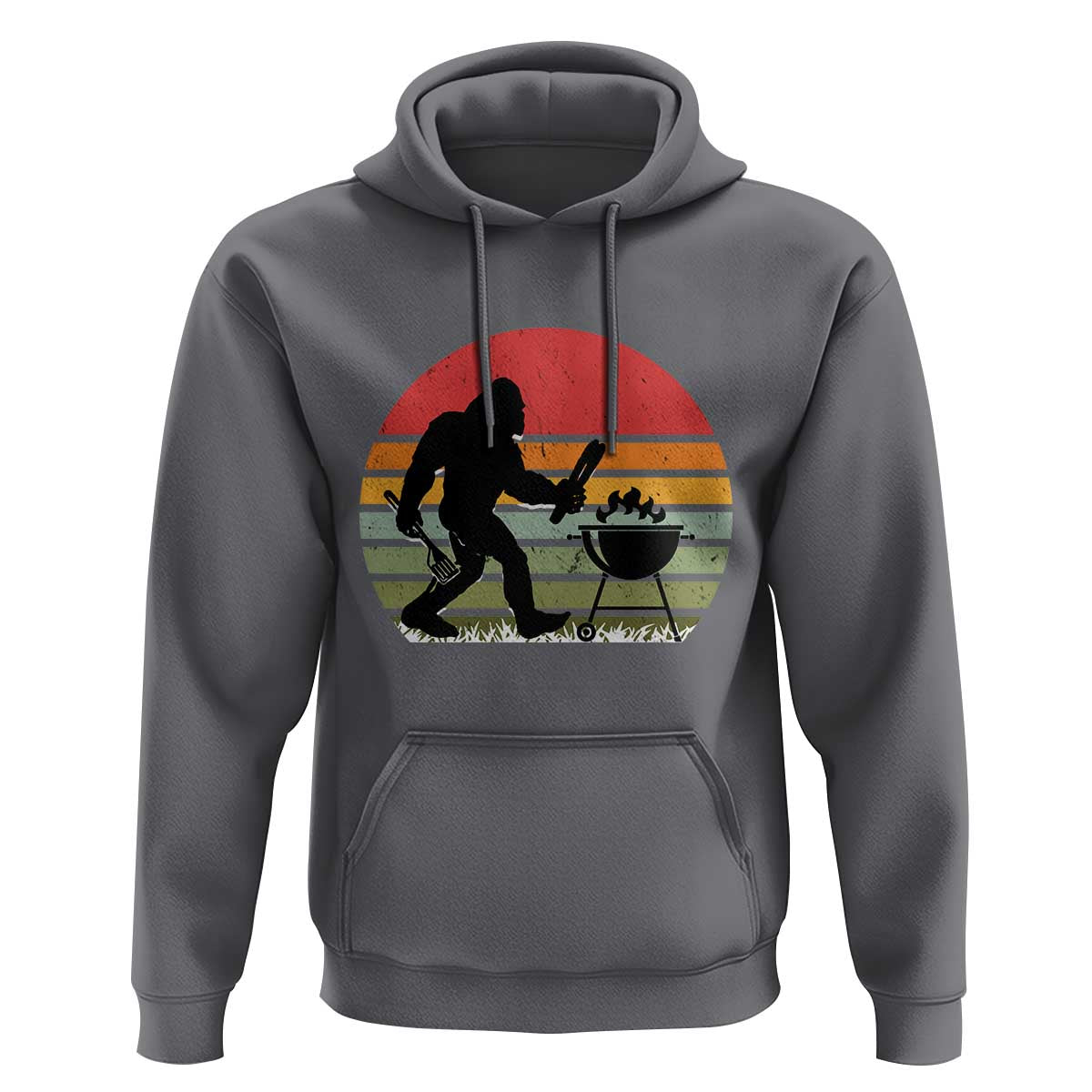 Funny Retro Bigfoot Grilling BBQ Chef Hoodie