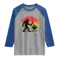 Funny Retro Bigfoot Grilling BBQ Chef Raglan Shirt