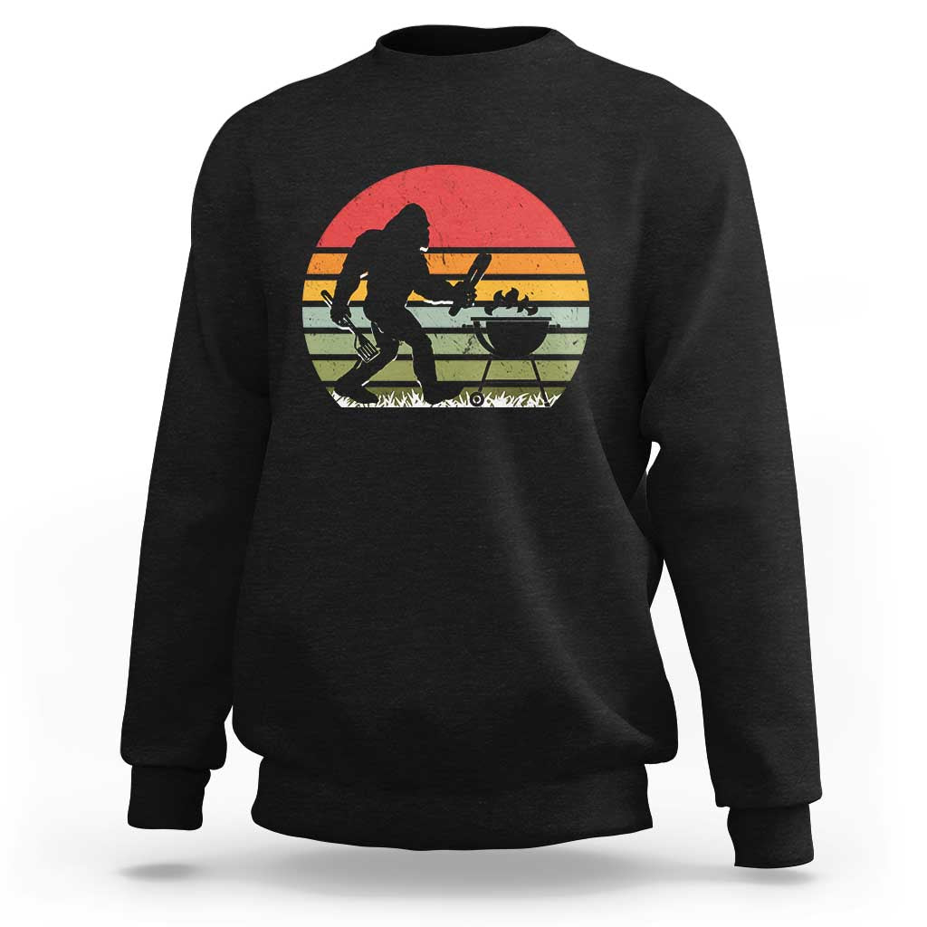 Funny Retro Bigfoot Grilling BBQ Chef Sweatshirt - Wonder Print Shop