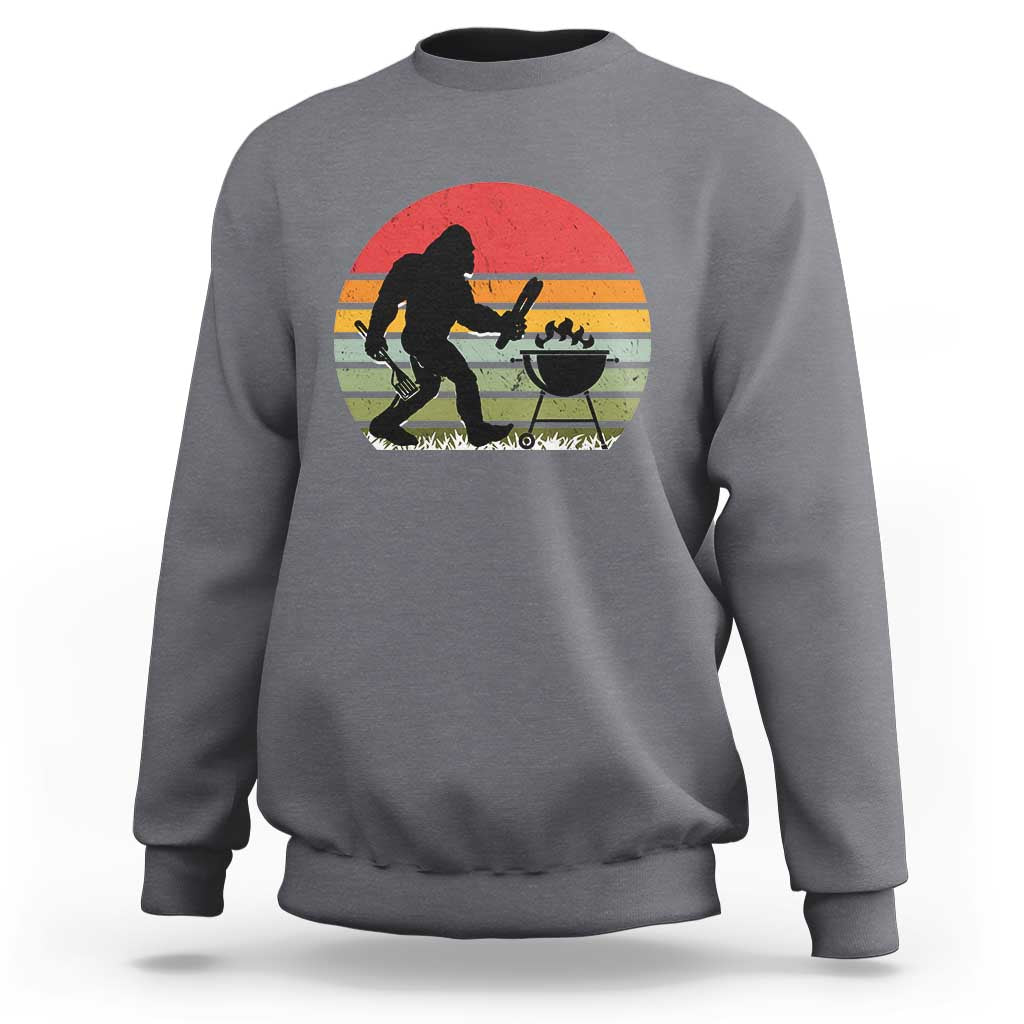 Funny Retro Bigfoot Grilling BBQ Chef Sweatshirt - Wonder Print Shop