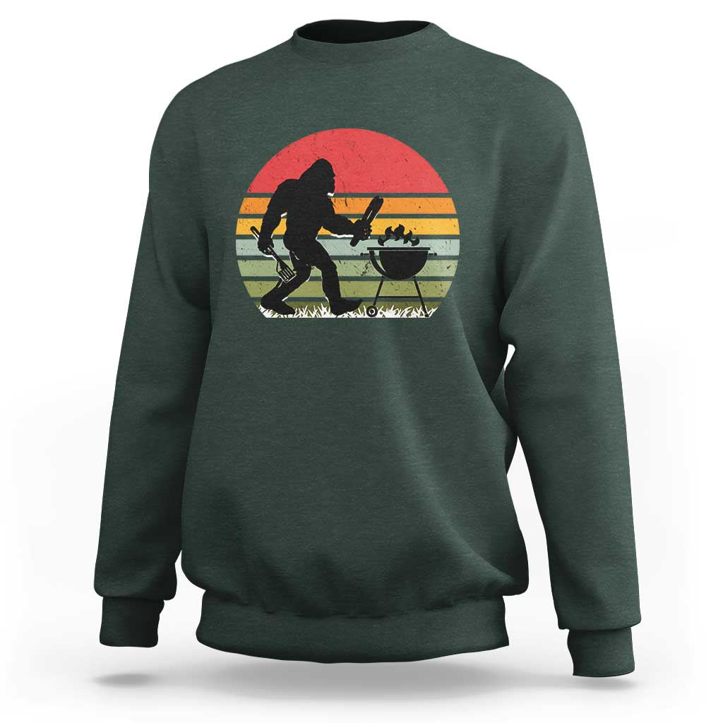 Funny Retro Bigfoot Grilling BBQ Chef Sweatshirt - Wonder Print Shop