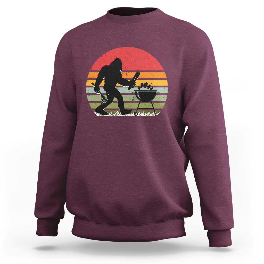 Funny Retro Bigfoot Grilling BBQ Chef Sweatshirt - Wonder Print Shop