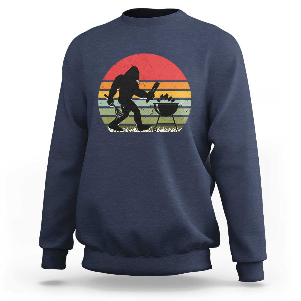 Funny Retro Bigfoot Grilling BBQ Chef Sweatshirt - Wonder Print Shop